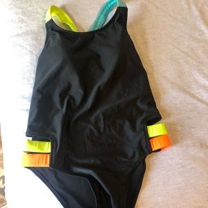 NEVER WORN Neon Cutout One-Piece swimsuit sz M
